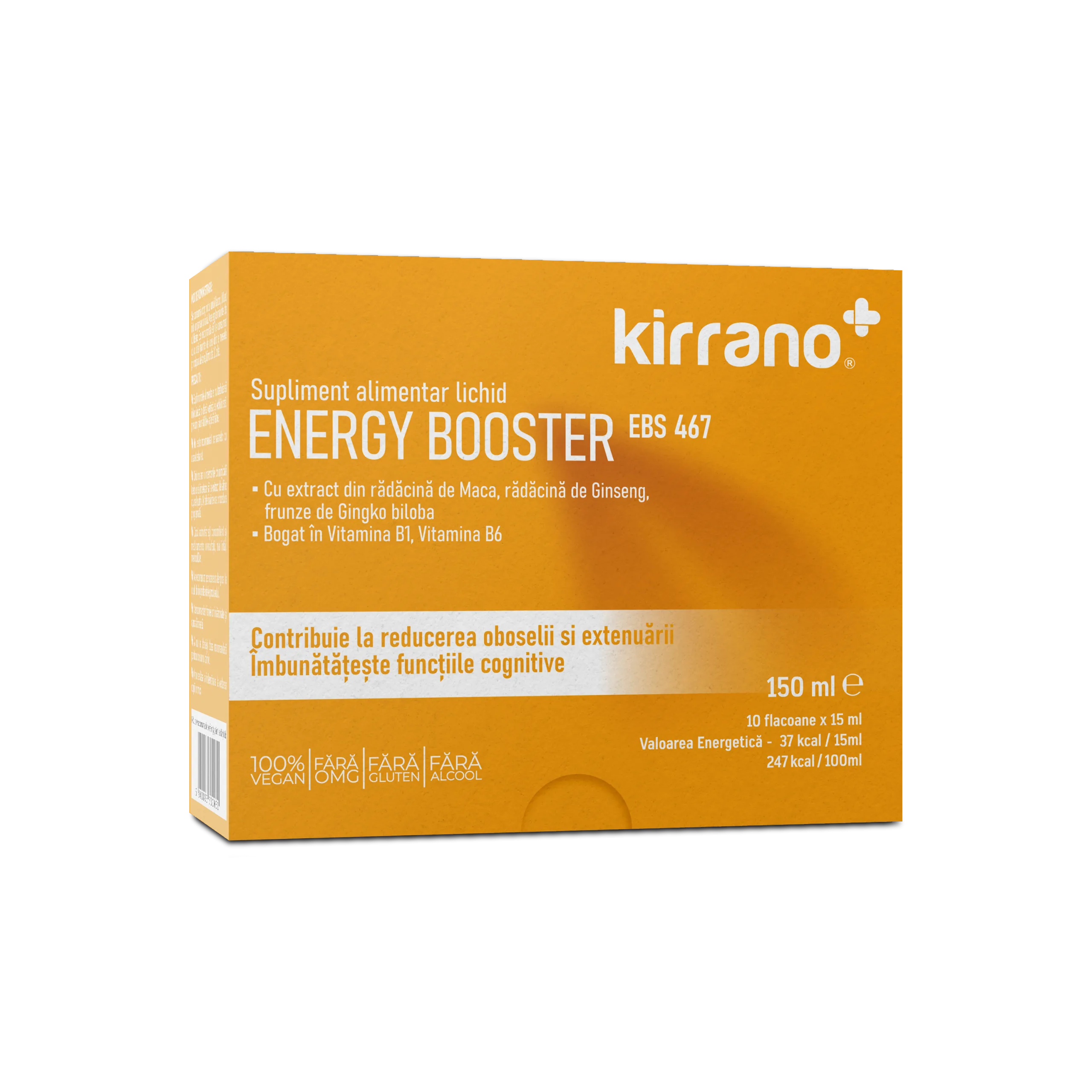 Energy Booster, 10 flacoane/15ml, Energie, Cognitiv & Libido, Maca, Ginseng, Ginkgo, Vit. B1 + B6